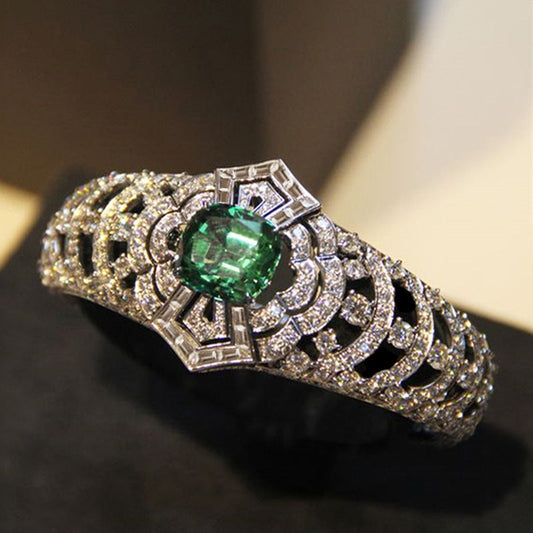 DENISE | Anillo Art Deco Esmeralda Oro Blanco