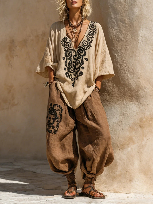Conjunto de impresión artística bohemia nómada de tres piezas