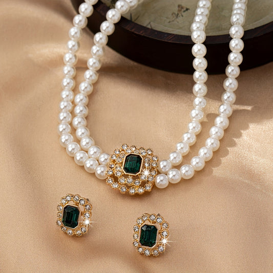 AMOR | Conjunto de Joyería Perlas & Esmeralda