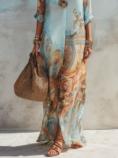 CLARA | Vestido Chemisier Mediterráneo