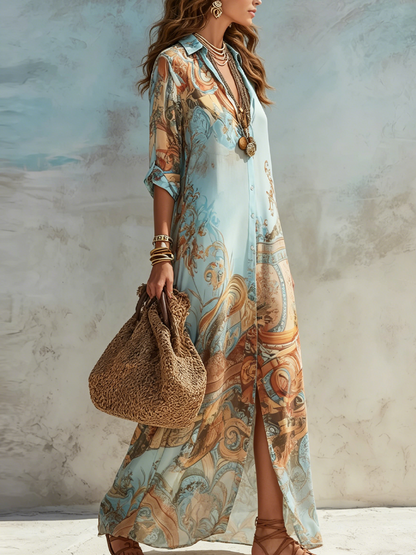 CLARA | Vestido Chemisier Mediterráneo