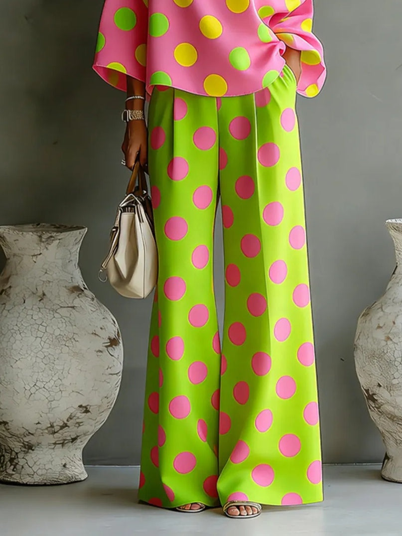 Conjunto de Top Asimétrico sin Hombros y Pantalones de Pierna Ancha